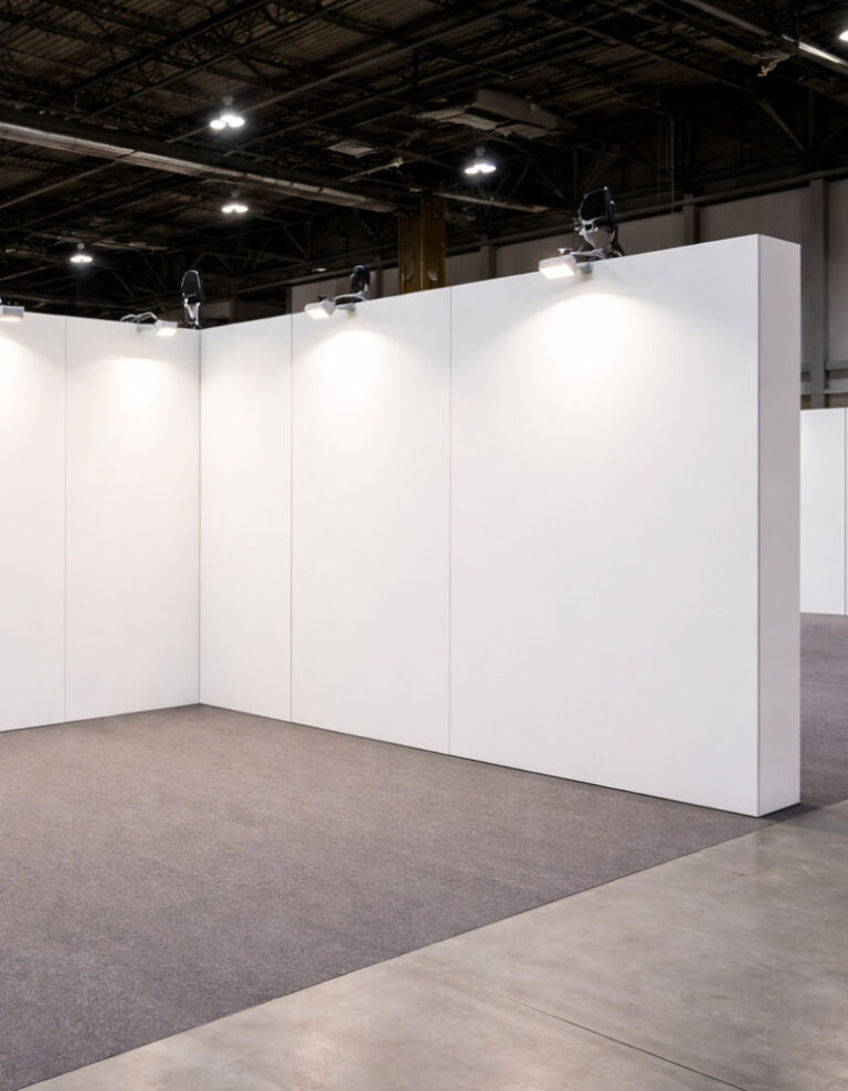 white exhibition stand wall hire