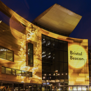 Exhibition venue Bristol Beacon at night